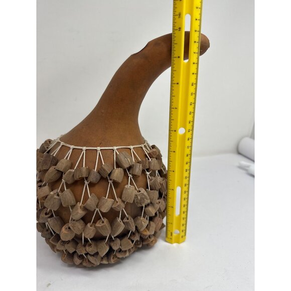 African Gourd Shekere Handmade 10 in Rattle Drum Wood Bead Percussion Instrument - Picture 6 of 6